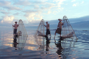 Fishing on Inle Lake-Myanmar by Jim Patton