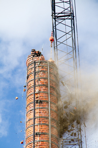 Smokestack Demolished by Dick Bennett