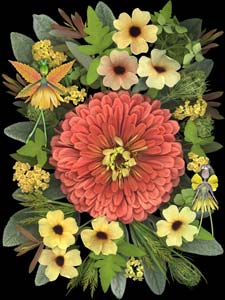 Hide and Seek in a Zinna Bouquet by Lisa Davis