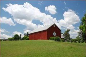 Red Barn and Clouds