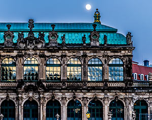 Moon over Dresden Palace by Elena Dilai