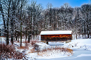 Snowy Morning, Old Covered Bridge Cooperstown by DeDe Hartung